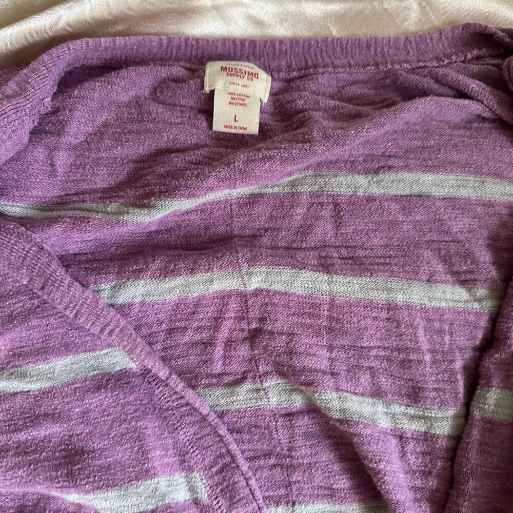 Mossimo Supply Co purple and gray striped cardigan Size Womens Large